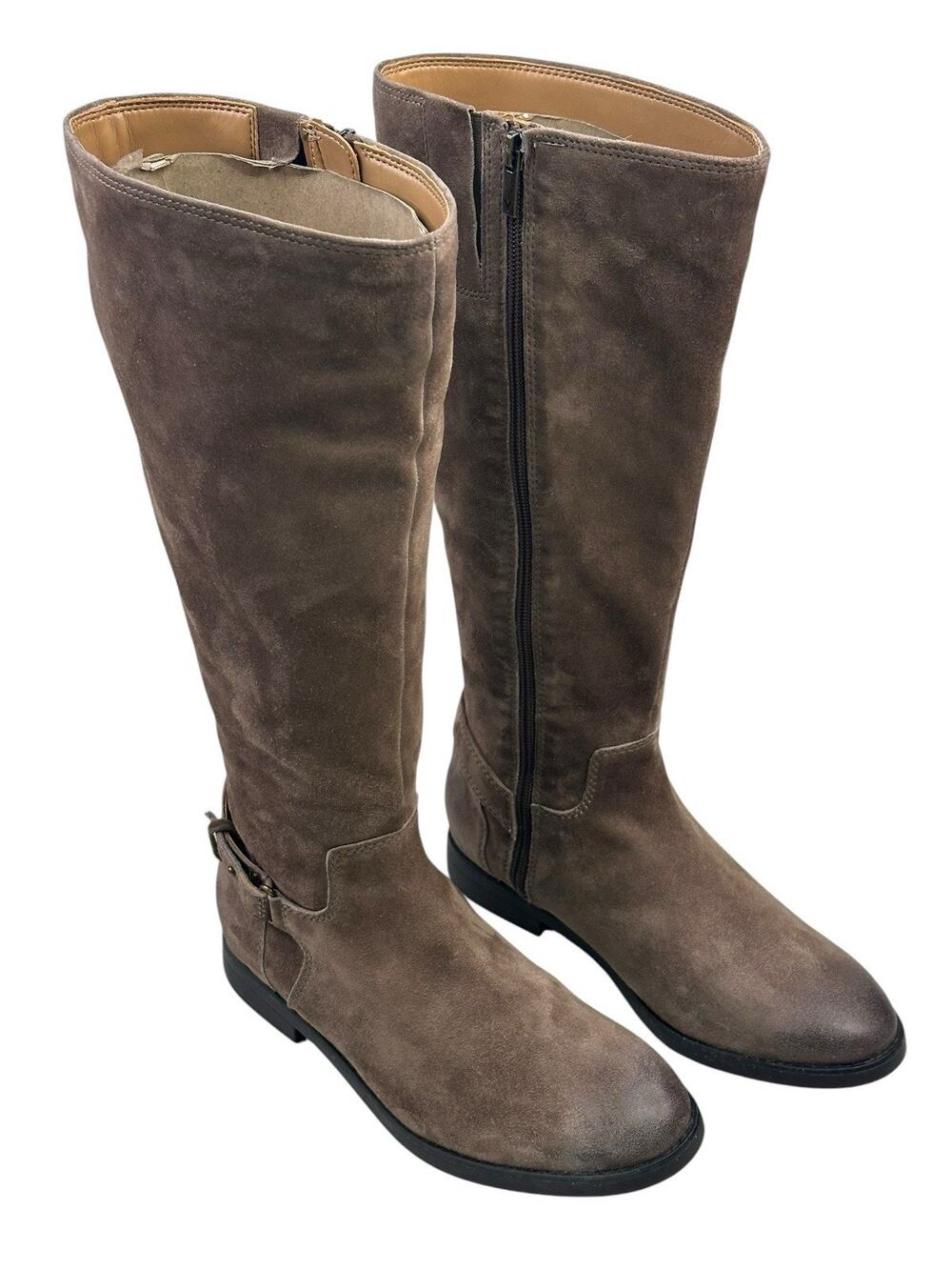 Vionic Rochelle Womens Knee High Brown Suede Boots Size 7 Wide Calf New $240